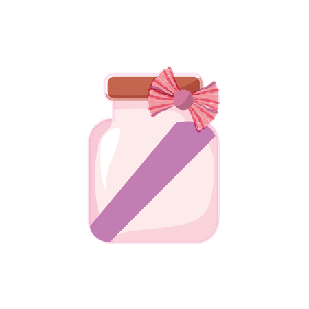 Crystal jar with ribbon bow decoration designのイラスト素材