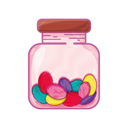 candy almonds dessert crystal jar vector illustrationのイラスト素材