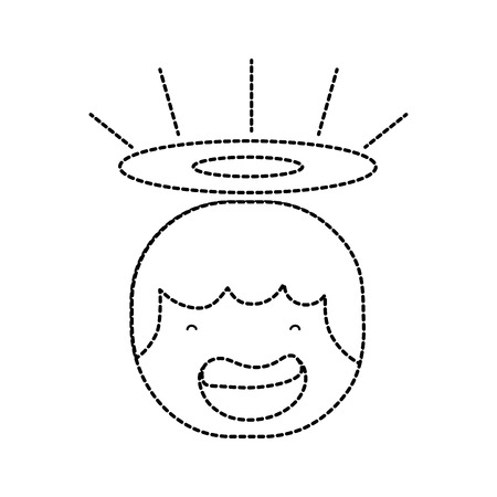 dotted shape tender happy angel head with aureole designのイラスト素材