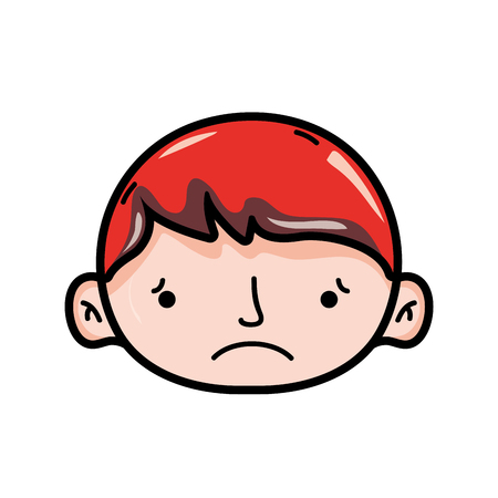 Sad avatar boy head with hairstyle design illustrationのイラスト素材
