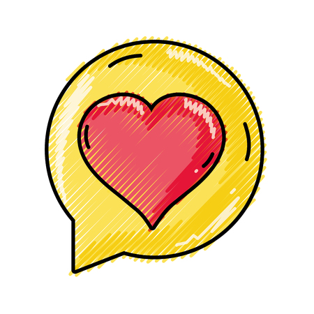 Grated chat bubble with heart inside.のイラスト素材