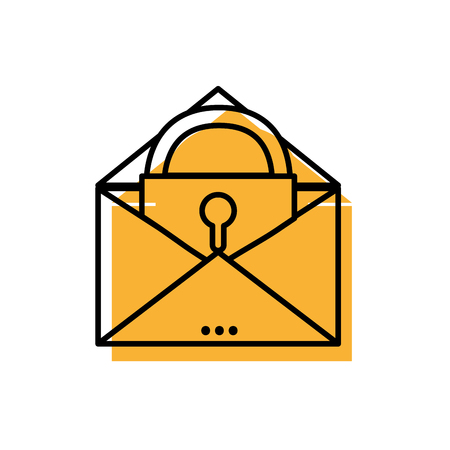 E-mail mesage with padlock insite to security information vector illustrationのイラスト素材