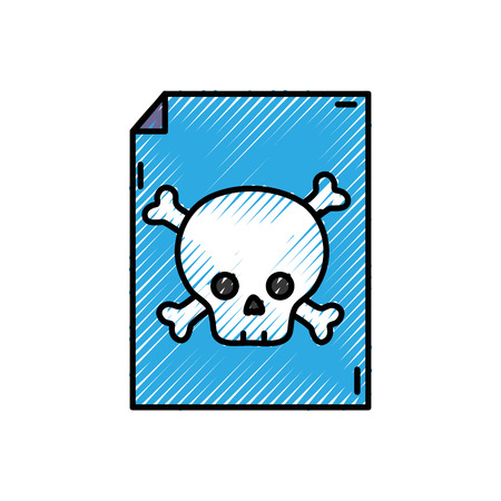 Grated danger skull bones alert inside paper vector illustrationのイラスト素材