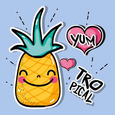 tropical pineapple patches fruit designのイラスト素材