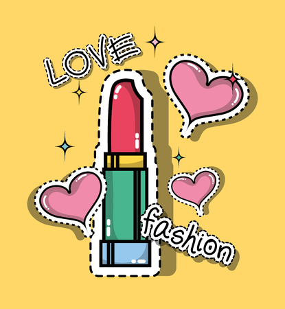 lipstick with hearts fashion patches designのイラスト素材