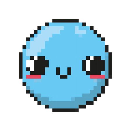 Blue cartoon face emoticon caricature and character theme Isolated design Vector illustrationのイラスト素材