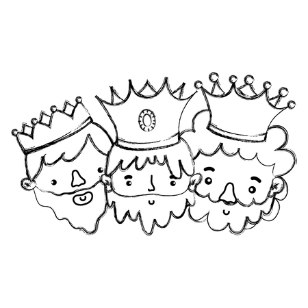 The three wise men of merry christmas and nativity scene theme Isolated design Vector illustrationのイラスト素材