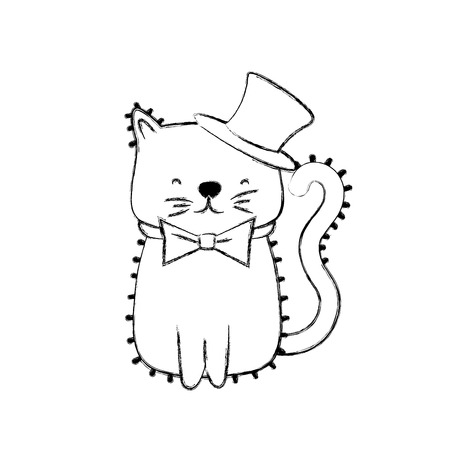 Cartoon cat of animal pet and kitten theme Isolated design Vector illustrationのイラスト素材