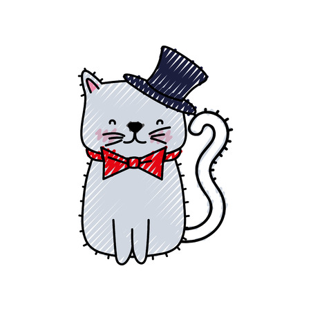 Cartoon cat of animal pet and kitten theme Isolated design Vector illustrationのイラスト素材