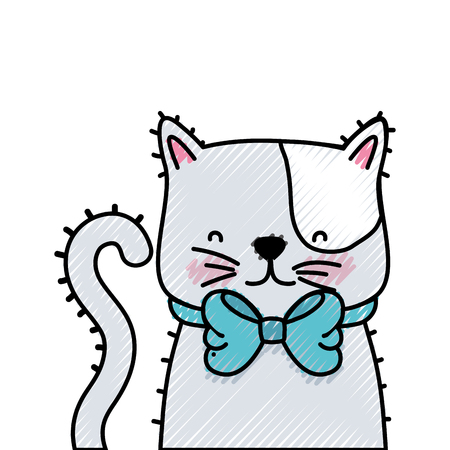 Cartoon cat of animal pet and kitten theme Isolated design Vector illustrationのイラスト素材