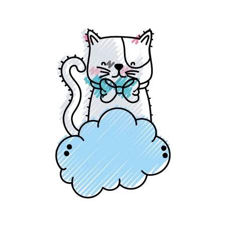 Cartoon cat of animal pet and kitten theme Isolated design Vector illustrationのイラスト素材
