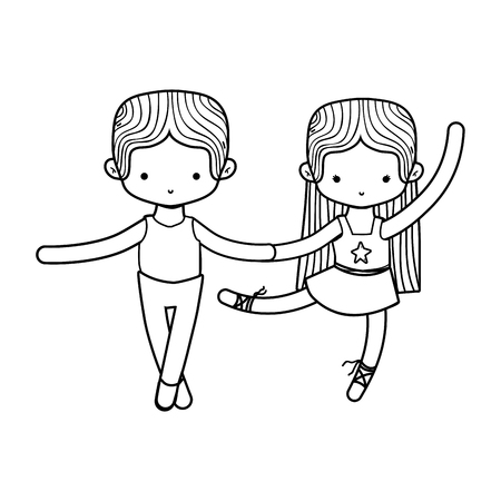 Dancing girl and boy of ballet sport and health theme Isolated design Vector illustrationのイラスト素材