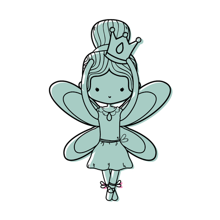 color girl dancing ballet with crown and wings design vector illustrationのイラスト素材