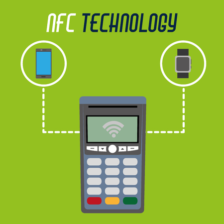 Dataphone technology with smartphone and smartwatch technology with transaction paymentのイラスト素材