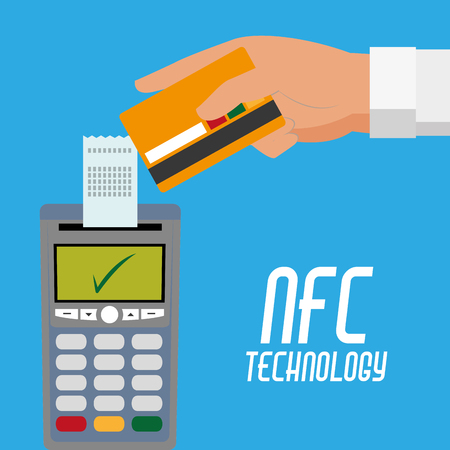 Dataphone with receipt and credit card in the handのイラスト素材