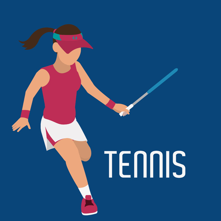woman play tennis with racket and uniformのイラスト素材