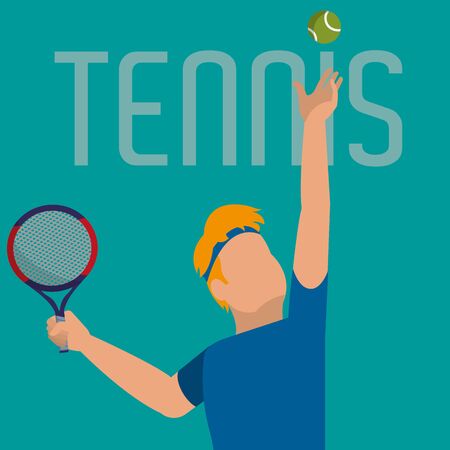 man practice tennis with racket objectのイラスト素材