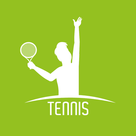silhouette man with racket to play tennisのイラスト素材