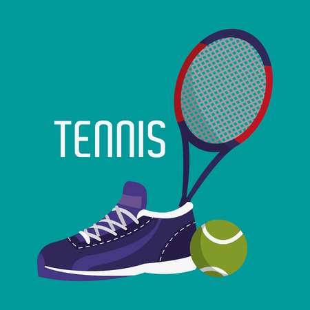 tennis racket with ball and sneaker objectsのイラスト素材