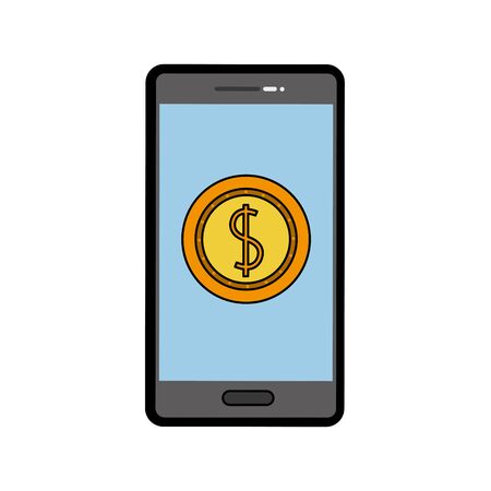 A Smartphone with coin design isolated on whiteのイラスト素材
