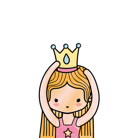 grated girl practice performance ballet with straight hair and crownのイラスト素材