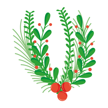 colorful rustic branches leaves with natural flowers vector illustrationのイラスト素材