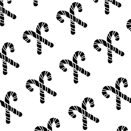 Contour sweet walking stick candy background in black and white illustration.のイラスト素材