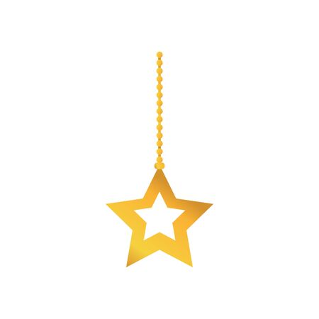 gold star hanging to mery christmas decoration vector illustrationのイラスト素材