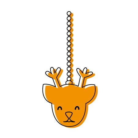 color reindeer head hanging to merry christmas decorationのイラスト素材