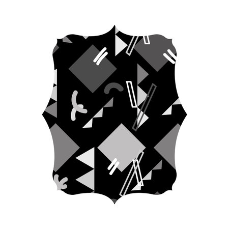 grayscale rectangle with graphic abstract memphis backgroundのイラスト素材
