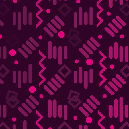 Purple memphis geometric figure style illustration.のイラスト素材