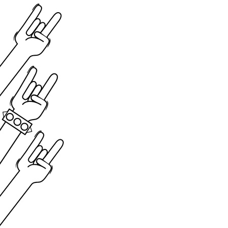 line hands up with rock gesture communication vector illustrationのイラスト素材