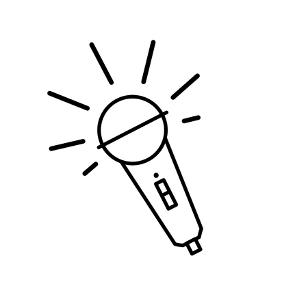 line microphone object to sing karaoke music vector illustrationのイラスト素材