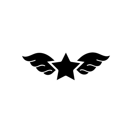 contour star with wings rock symbol art vector illustrationのイラスト素材