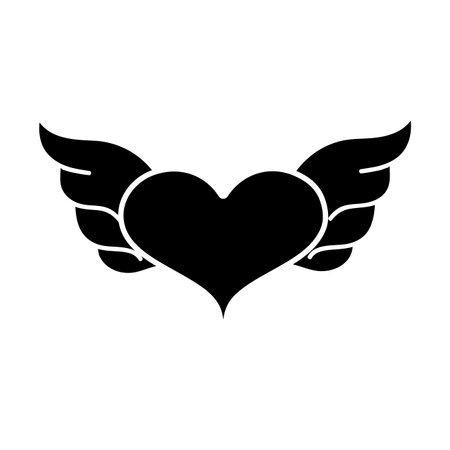 contour heart with wings symbol love art vector illustrationのイラスト素材