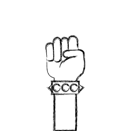 figure hand with bracelet and oppose gesture symbol vector illustrationのイラスト素材