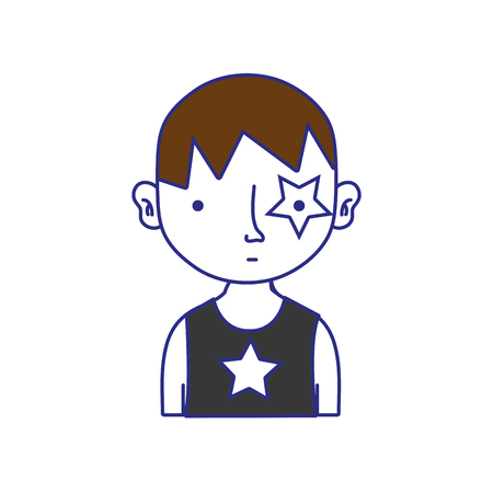 Full color boy rocker with star tattoo and hairstyleのイラスト素材