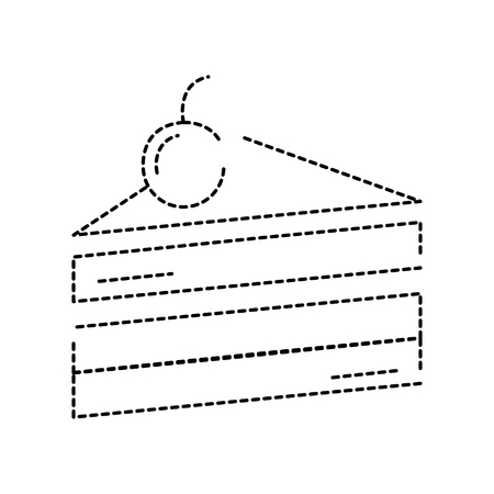 dotted shape sweet cake with cherry fruit vector illustrationのイラスト素材