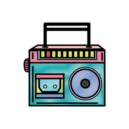 grated radio equipment to listen music with cassette vector illustrationのイラスト素材
