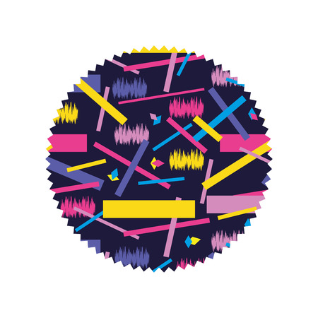 circle with abstract figures memphis background vector illustrationのイラスト素材
