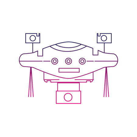 color line technology drone with propeller and digital camera vector illustrationのイラスト素材