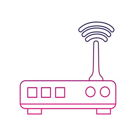 color line router digital wifi technology networkのイラスト素材