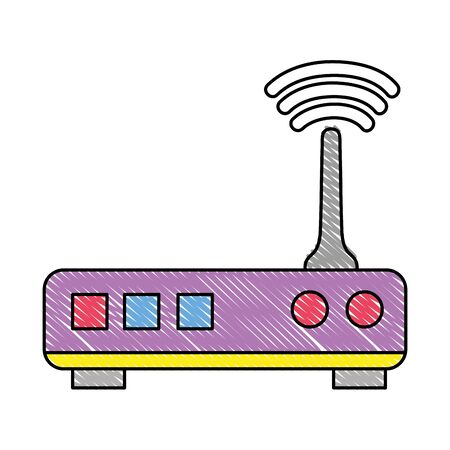 grated router digital wifi technology network vector illustrationのイラスト素材