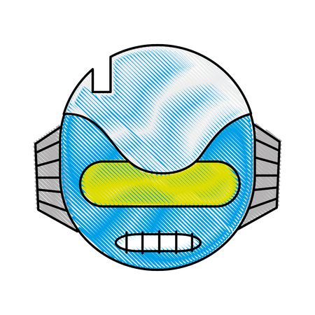 grated technology robot head with ears and mouth vector illustrationのイラスト素材