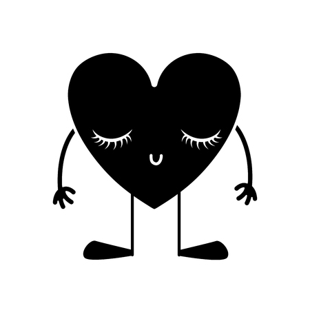 contour heart with arms and legs to love symbol vector illustrationのイラスト素材
