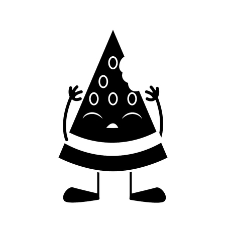 contour watermelon fruit with arms and legs vector illustrationのイラスト素材