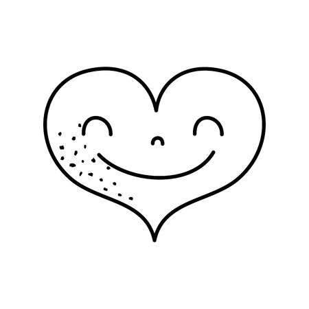 Happy heart  in thin line style  illustrationのイラスト素材