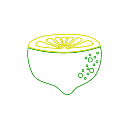 color line delicious and fresh lemon tropical fruitのイラスト素材