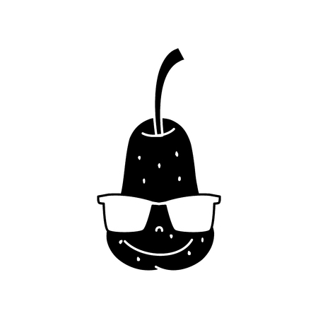 happy pear fruit with sunglassesのイラスト素材