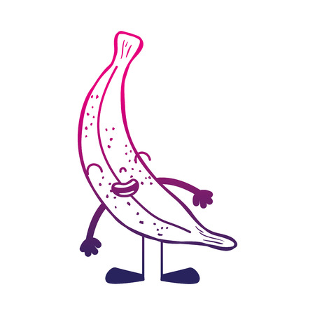 color silhouette banana smile fruit with arms and legsのイラスト素材